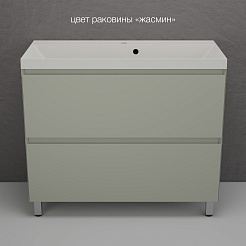 Style Line Тумба с кварцевой раковиной жасмин Манхэттен 100 Plus эмаль олива матовая – фотография-2